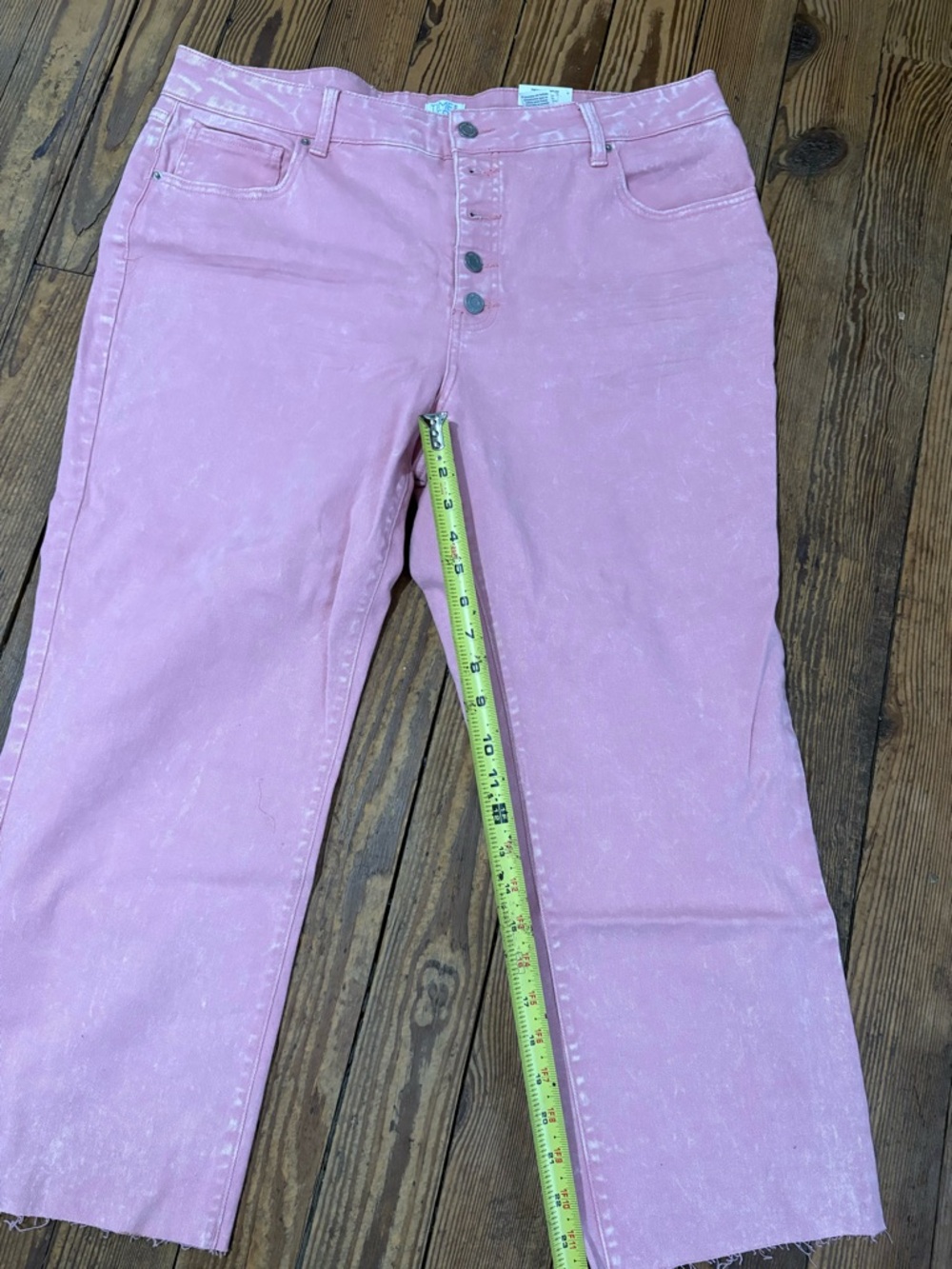 Time and Tru Pink Straight-Leg Button-Fly Jeans
